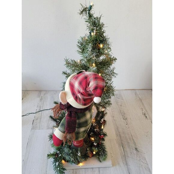 Plush elf Mini lighted tree Mistletoe snow xmas decor figure - Picture 6 of 10